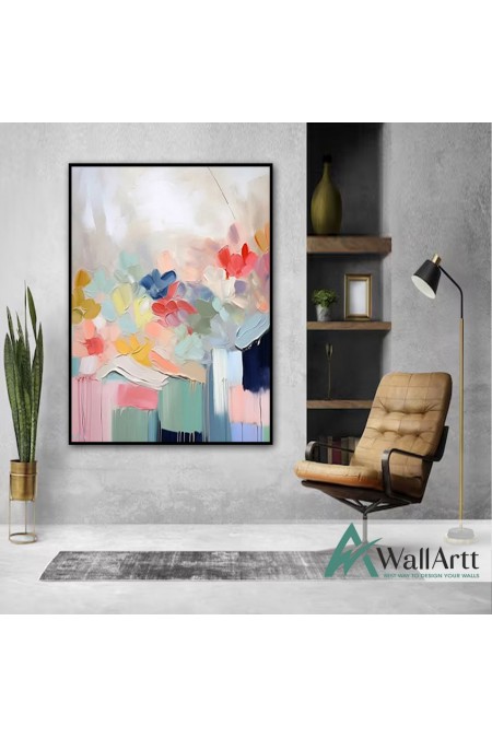 Abstract Baby Pink 3d Heavy Textured Partial Oil Painting